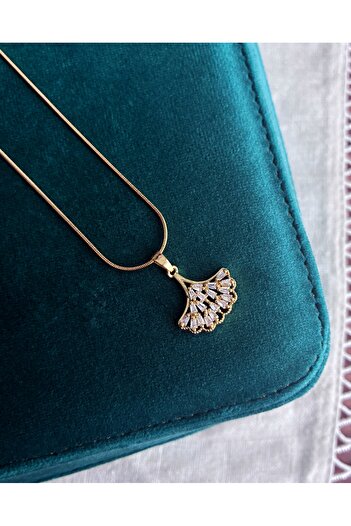 Miltonia Zircon Stone Leaf Steel Necklace