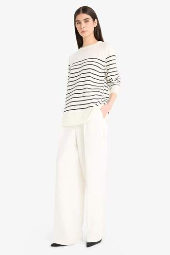 DeFacto Regular Fit Crew Neck Striped Knitwear Sweater E8486Ax25Wn