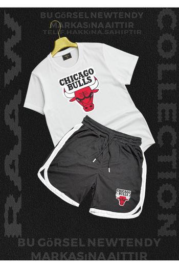Minikelya Chigago Bulls Summer T-Shirt and Basket Shorts 2 Fan Combination Set