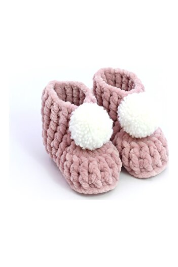 DeKuBaby Papuci pentru bebeluși și copii tricotati manual cu pompon - papuci, pantofi pentru casă