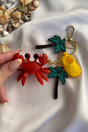 Melyonek Summer Themed Bag Charm Bag Charm Crab Food Bowl