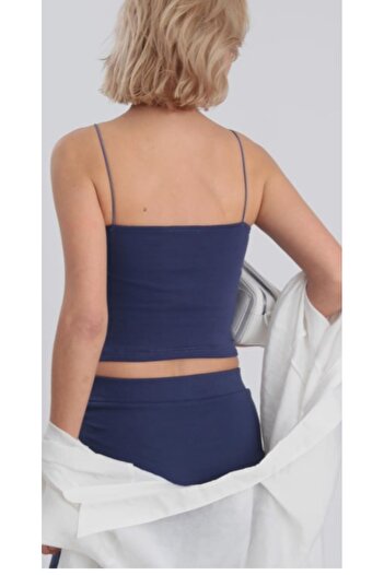 nesli Women's Rope Strap Premium Quality Navy Blue Crop Ness433566**