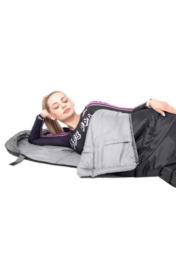 Springos Sleeping Bag, Tourist, Black and Gray, 220 x 50/80 cm,