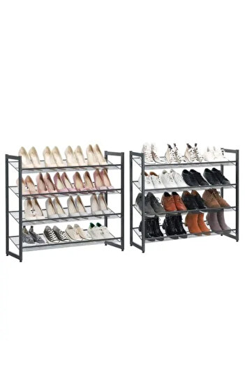 mufart Shoe Storage Rack, Mufart, 8 Shelves, Metal, Gray, 92.5 x 30.7 x 163.5 cm