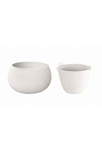 Prosperplast Ghiveci decorativ pentru flori, Prosperplast, Splofy, rotund, alb, 23,9 x 16,1 cm