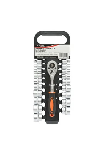 Breckner Germany Socket Wrench Set, 3/8 inches, Metric Cr-V, Reversible Ratchet, 20 Pieces, Breckner Germany