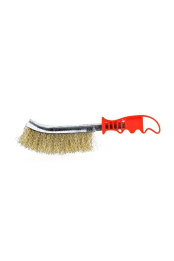 AMIO Wire Brush with Brass Plated Bristles and Plastic Handle, Total Length 25.5 cm