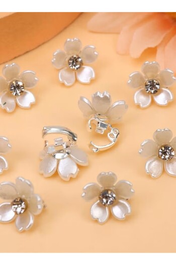 KHAJUL 20-Piece Mini Flower Hair Clips with Crystal Metal Claws, Non-Slip Sparkling Barrettes