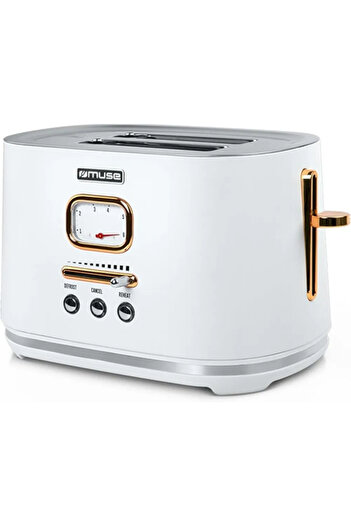 Muse Toaster MS-130 W, 2 slices, 1000 W, steel (White)
