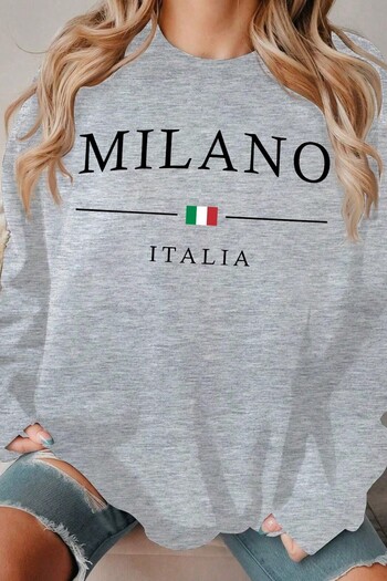 MODAGEN Unisex Grimelanj Milano Printed Crew Neck Oversize Sweatshirt