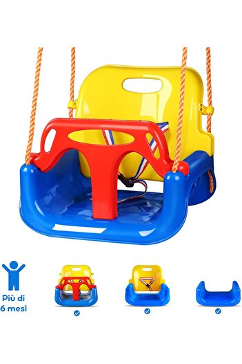 COOYA 4-in-1 Baby Swing Seat with Tray,Anti-Flip Snug Secure Detachable,for Outside Playground,Red