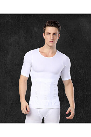 Craftique Form Angel Men's Half Sleeve Corset T-Shirt Belly Tightening Firming Flatting Undershirt Undershirt