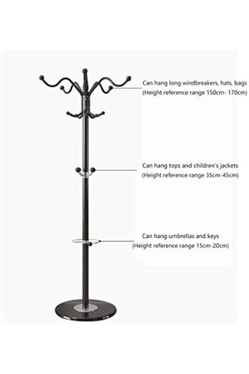 Generic Coat Stand, Metal Coat Rack Free Standing, 15 Hooks Heavy Duty Coat Stand Hanger Hall Umbrella Holde