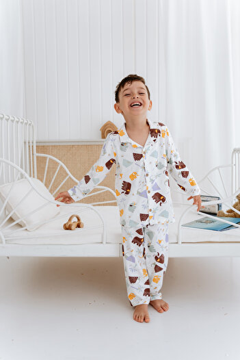 Lilabio Bamboo Fabric Front Buttoned Boys' Pajama Set