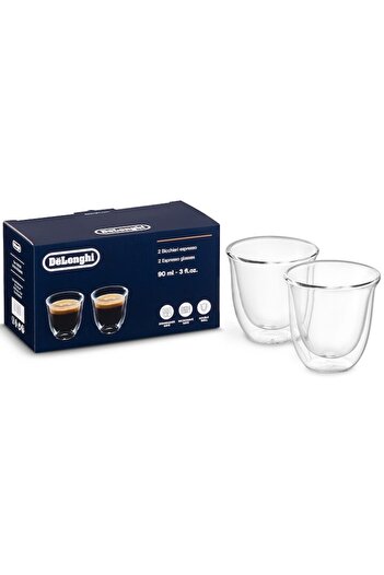 DELONGHİ Set 2 espresso glasses De'Longhi, 2x90ml, heat-resistant glass, transparent, double wall