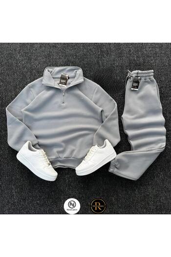 NewCabin New Season Winter Premium 3 Thread Raised Half Zipper Sweat- 3 Thread Sweatpants 2 Piece Set