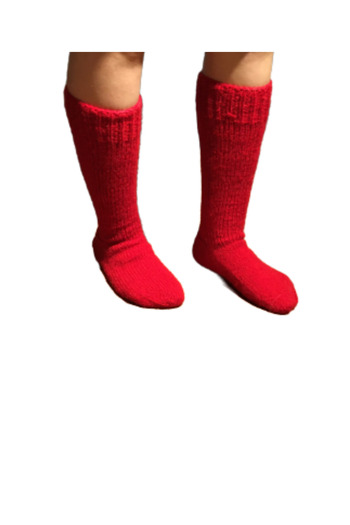 Işin Tasarım Red Colored Hand Knitted Unisex Wool Socks Size 36-40