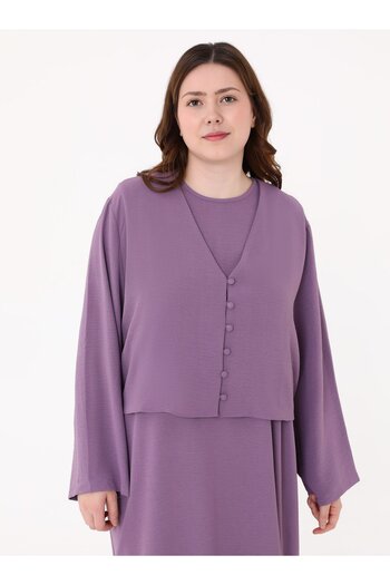 ALİA Aerobin Shirt&Clothes Large Size Double Suit- Purple -