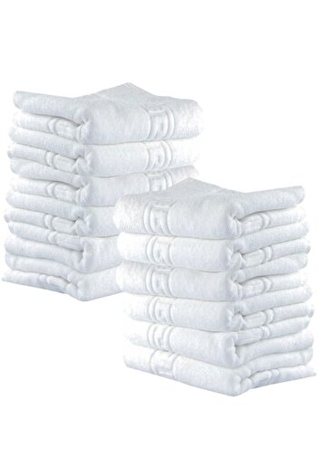 Quasar & Co. Set 12 Bath Face Towels Quasar & Co., 50 x 90 cm, 600 g/m², Hotel Quality, 100% Cotton, White