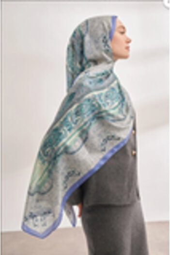 ARMANDA - Imported Vual Nuit Patterned Shawl - Indigo