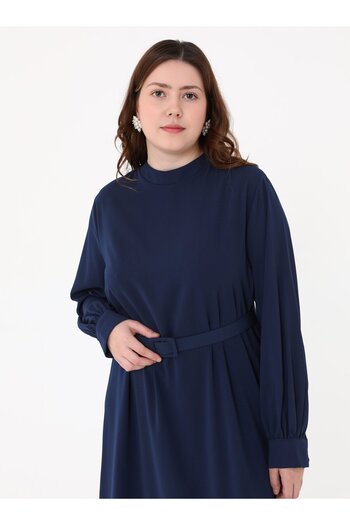 ALİA Φόρεμα Plus Size με ζώνη μέσης - Navy Blue -