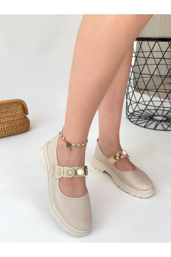 BESKAR Okira beige skin oxford shoes
