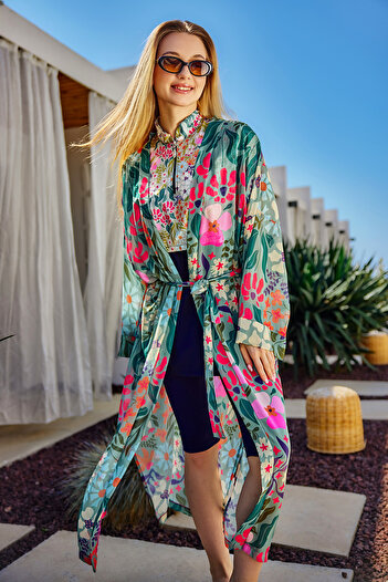 Remsa Mayo Remsa Hijab Swimsuit Single Kaftan Kimono Pareo Green RP026 Patara