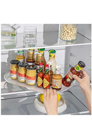 COOYA Turntable Organiser,15.67'' Clear Rectangular Fridge Organiser,for Cabinets, Table, Pantry, Kitchen