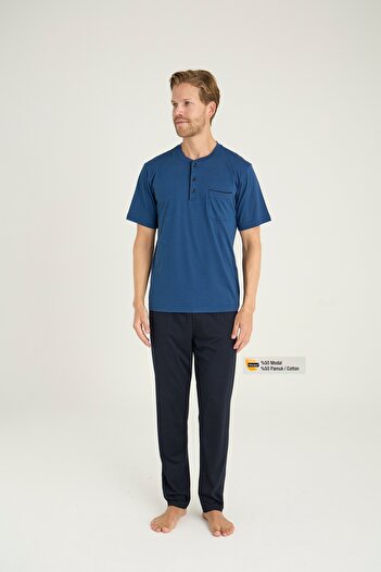 KLY Super Battal Midi Collar Short Sleeve Modal Fabric Pajamas Suit