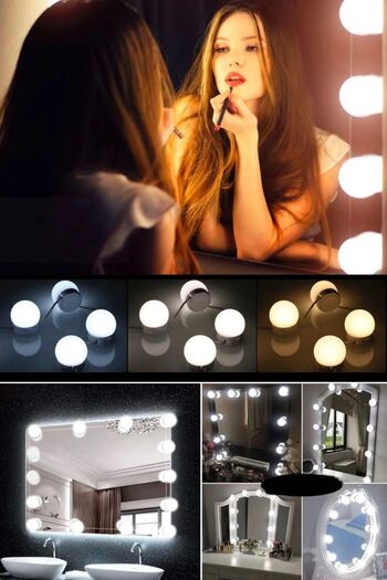 Wolawood Hollywood Style 10 Led Makeup Mirror Lamp USB Lighted Ball Decorative Lighting Beauty Set