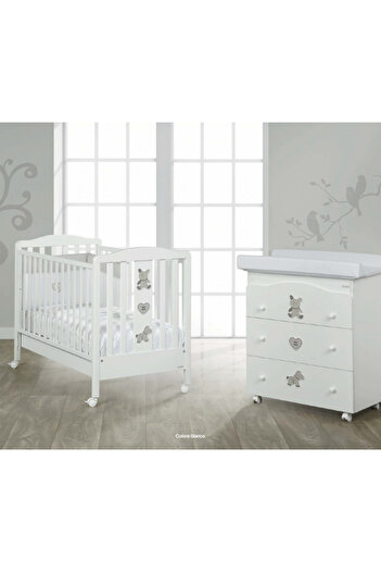 Raffaello Solid wood baby crib, with drawer, wheels, adjustable on mattress, Tuo, 127x63 cm