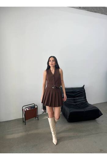 Lila Moda Kadın Mini Şort Etek Astarlı Şortlu