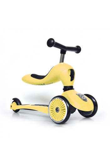 SCOOT AND RIDE Scooter with seat, convertible 2in1, HighwayKick 1 Lemon, 1-5 years, up to 50 kg, Scoot Ride