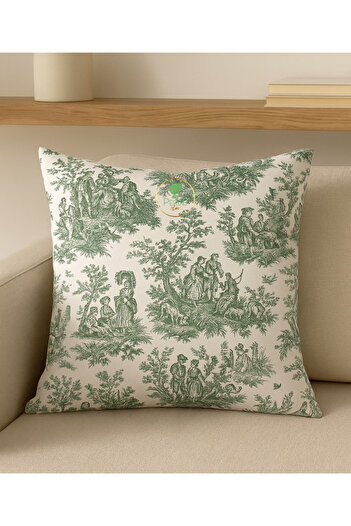 Perdeplus French Style Decorative Boho Throw Pillow, Vintage Pastoral Pattern