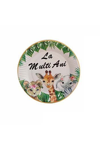 SDX Market Set of 8 party plates, animals, 18 cm