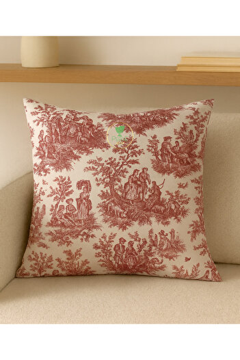 Perdeplus French Style Decorative Boho Throw Pillow, Vintage Pastoral Pattern