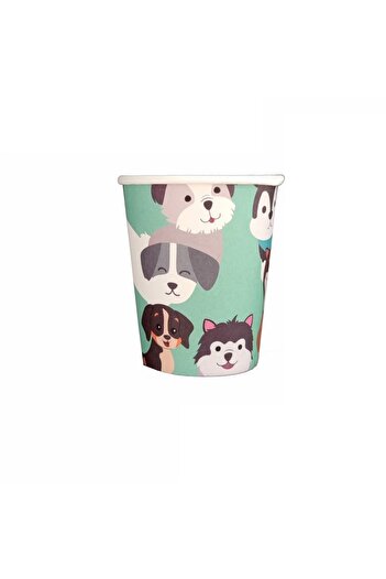 SDX Market Set of 8 cardboard party cups, puppy type, 8.5 cm, 175 ml