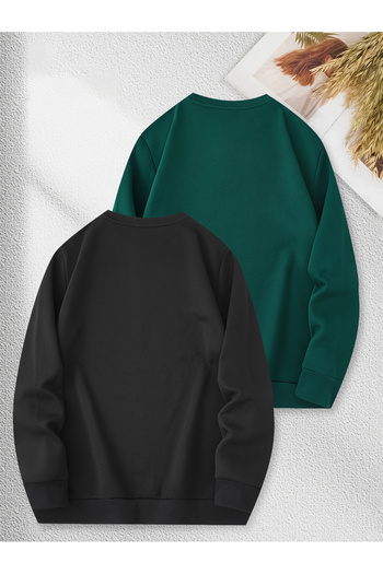 uyguntarz Unisex Unprinted Solid Color Crew Neck