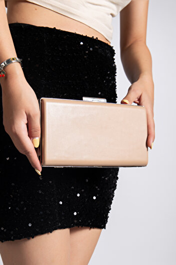 LİLLA Women's Portfolio Box Nude Skin Bag