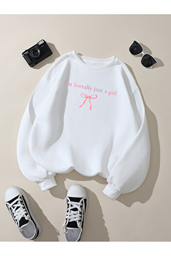 uyguntarz Unisex I'M Literally Just a Girl Printed Oversize Sweatshirt