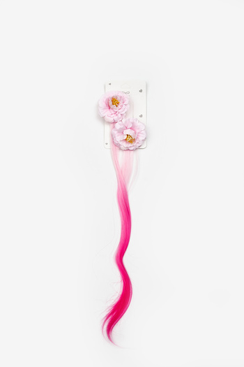 Le Mabelle Pink Flower Detailed Hair Girl's Double Buckle Set