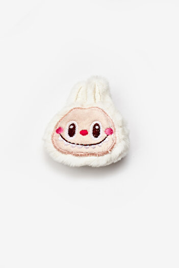 Le Mabelle White Plush Toy Figured Girl's Clip Buckle