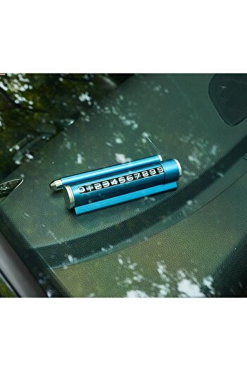 SDX Market Car holder with phone number and car air freshener, blue
