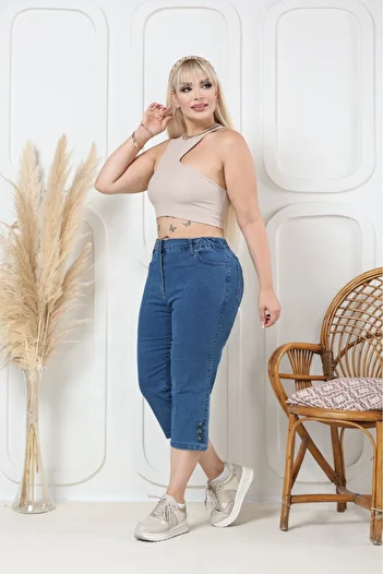 EYLÜL BUTİK Women's Elastic Waist Capri