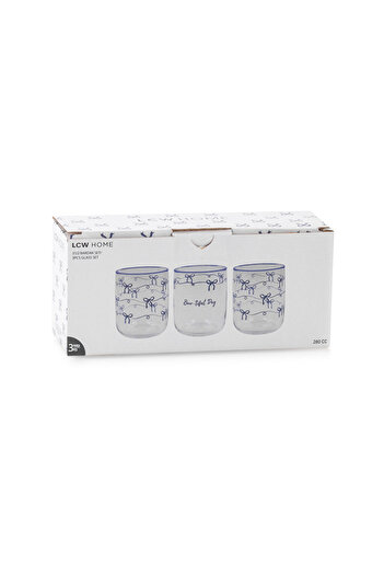 LC Waikiki winter collection Fiyonk desenli şık tasarım Cam Su Bardağı 3'lü 280 Ml city