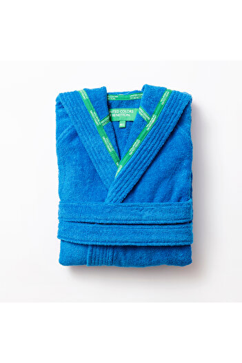 Benetton Μπουρνούζι με καπέλο Μπλε 100% βαμβάκι