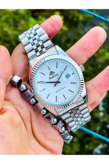 Bentini New Season Silver Color Steel Cord Men's Watch and Bracelet Father's Day Valentine's Day Gift