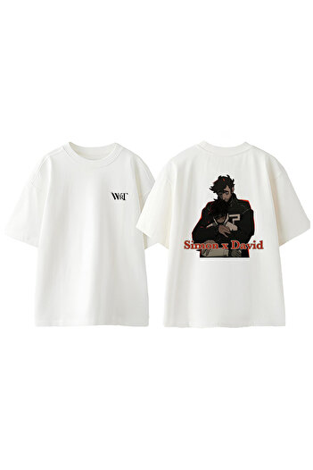 THEWERT Simon Henriksson 3 Design Back Printed Βαμβακερό λευκό μπλουζάκι Oversize