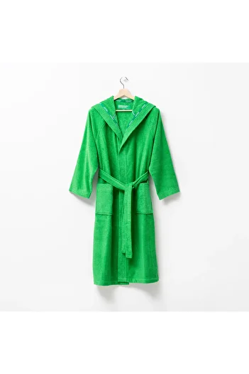 Benetton Bathrobe with Hat Green 100% Cotton