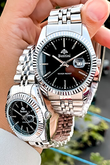 Bentini Waterproof Calendar Night Vision Mens Double Set 2 Years Warranty Stainless Steel Watch + Bracelet